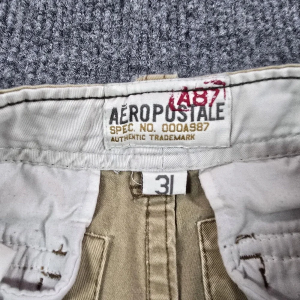 Vintage Aeropostale Cargo Shorts Mens 31 Beige‎ Relaxed Fit Multi Pocket 90s Y2K